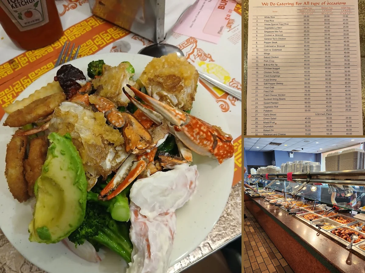 Fresh food behind a buffet counter