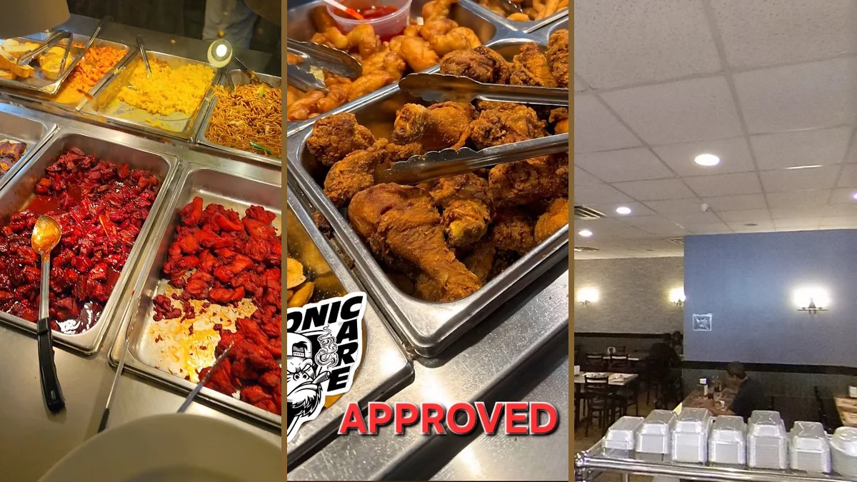 Takeout containers beside the buffet