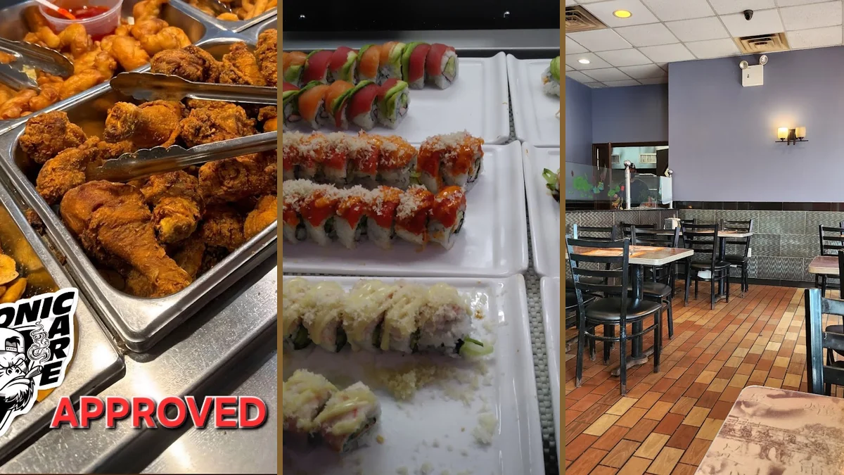 Buffet trays with Chinese dishes