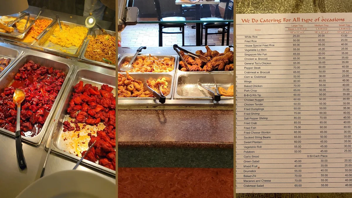 Buffet trays with Chinese dishes